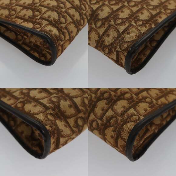 DIOR Trotter Canvas Shoulder Bag Beige Dark Brown Gold - Picture 10 of 12
